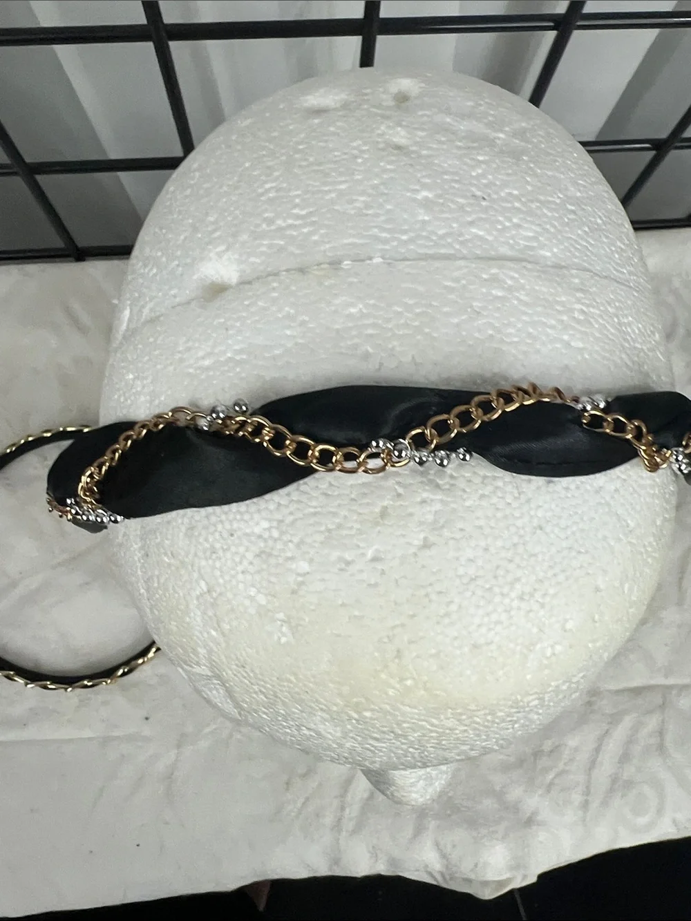 Gold/Silver Chain Black Satin ribbon- Women Accessories Headband (2)